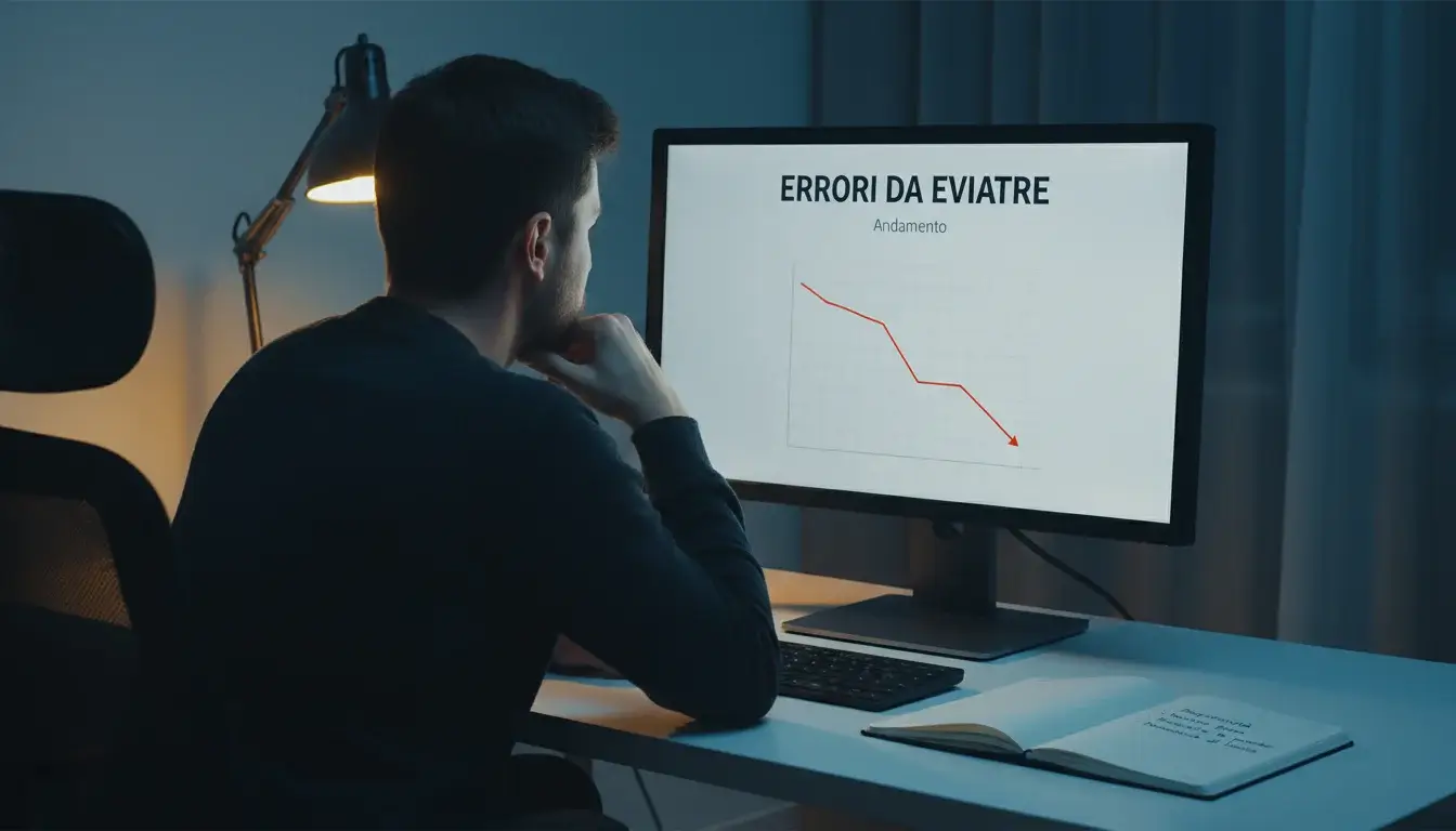 Persona riflette davanti a schermo con grafici